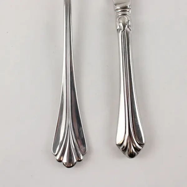 Two 18/8 Stainless Lyons Flatware By Mikasa. Includes Meat Fork & Dinner Knife