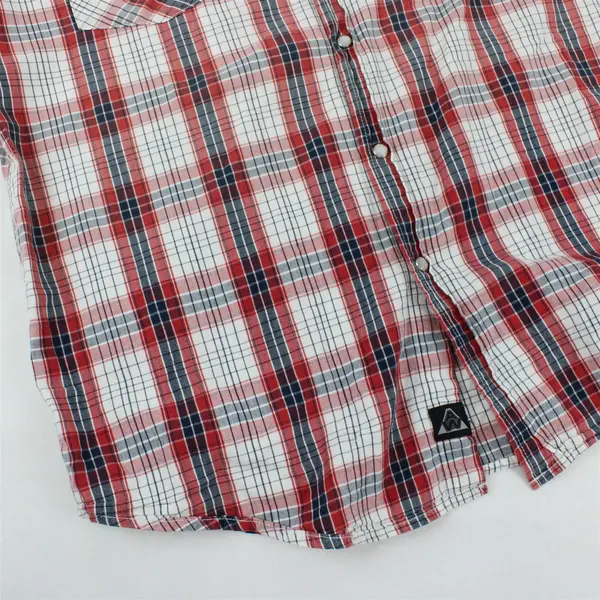 AmericaWare Men's Large Red Blue White Plaid Pearl Snap Shirt