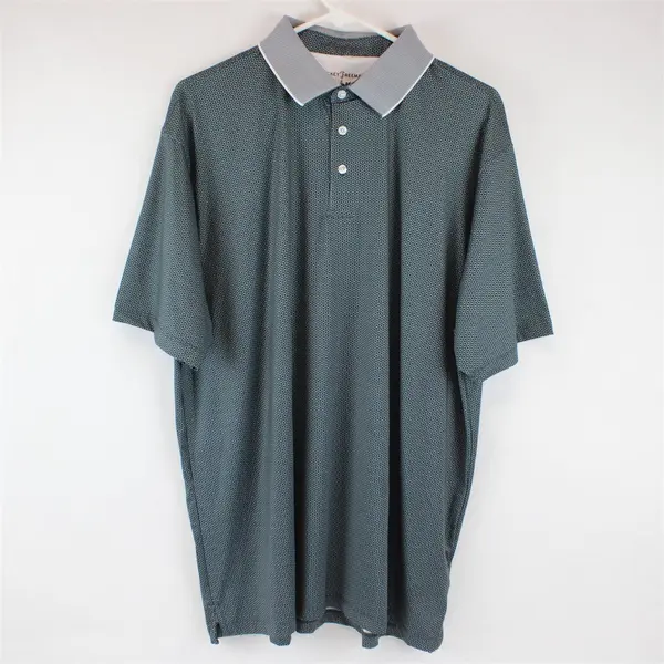 Hickey Freeman Navy and White Pattern Golf Polo Men's XL