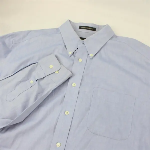 Eddie Bauer Light Blue Long-Sleeved Button-Down Men's Large FLAW