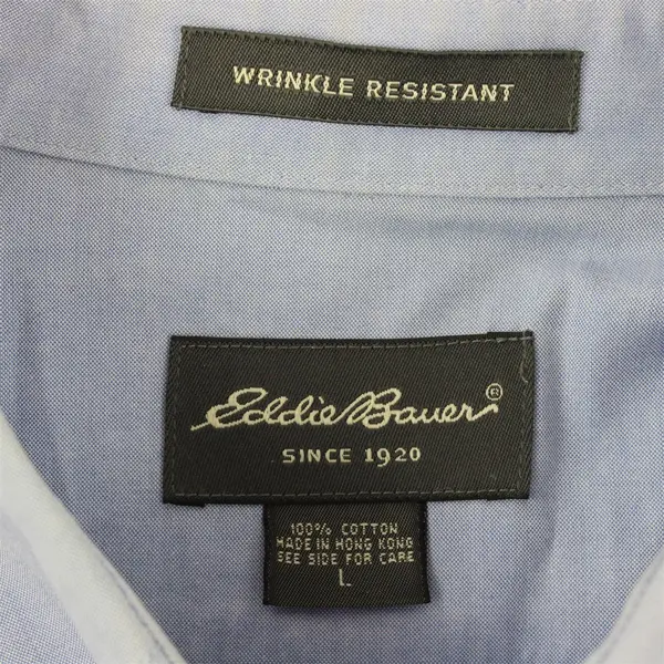 Eddie Bauer Light Blue Long-Sleeved Button-Down Men's Large FLAW