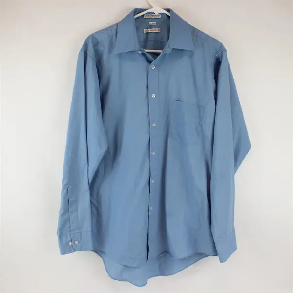 Van Heusen Single Needle Tailoring Long-Sleeved Blue Button-Up Men's 16 34/35