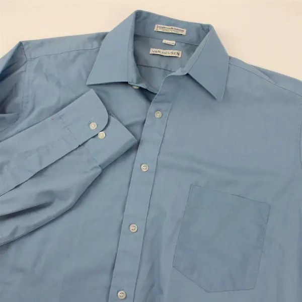 Van Heusen Single Needle Tailoring Long-Sleeved Blue Button-Up Men's 16 34/35