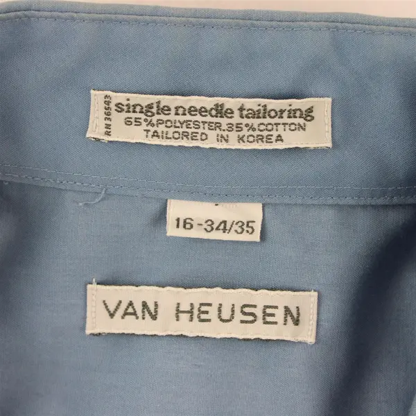 Van Heusen Single Needle Tailoring Long-Sleeved Blue Button-Up Men's 16 34/35