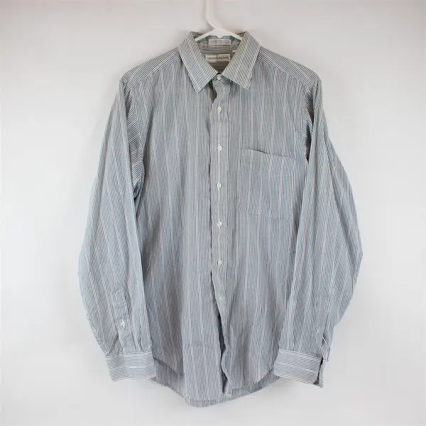 Henry Grethel Blue Red & White Striped Long-Sleeved Button-Up Men's 16-35 Flawed