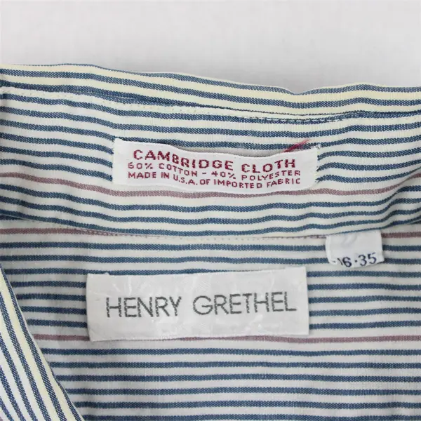 Henry Grethel Blue Red & White Striped Long-Sleeved Button-Up Men's 16-35 Flawed