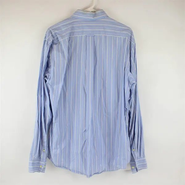 Tommy Hilfiger Blue & White Stripe Long-Sleeved Button-Down Men's Large FLAWED