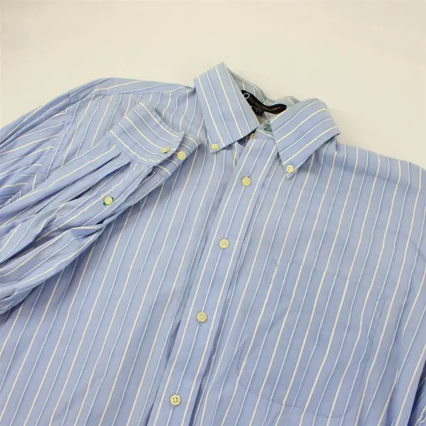 Tommy Hilfiger Blue & White Stripe Long-Sleeved Button-Down Men's Large FLAWED