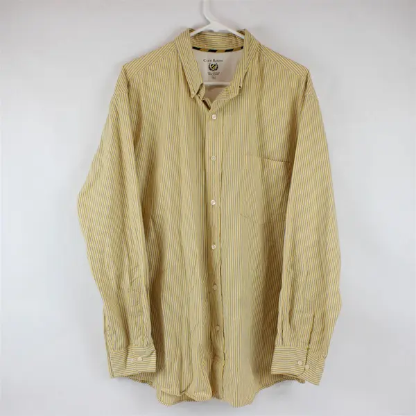 Club Room Yellow and Blue Striped Long-Sleeved Cotton Button-Down Men's XL