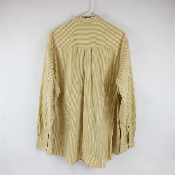 Club Room Yellow and Blue Striped Long-Sleeved Cotton Button-Down Men's XL