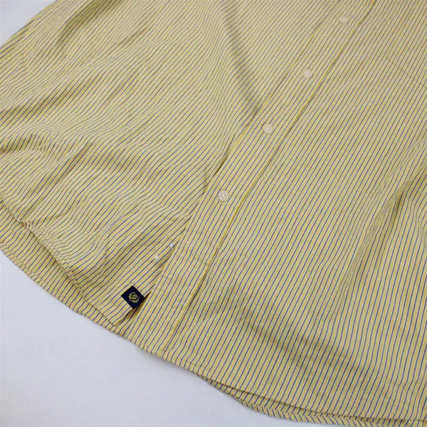 Club Room Yellow and Blue Striped Long-Sleeved Cotton Button-Down Men's XL