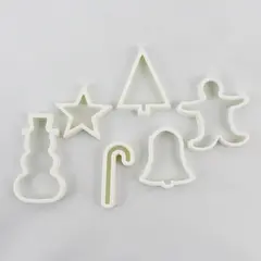 Set of 6 Minimalist Christmas Plastic Cookie Cutters