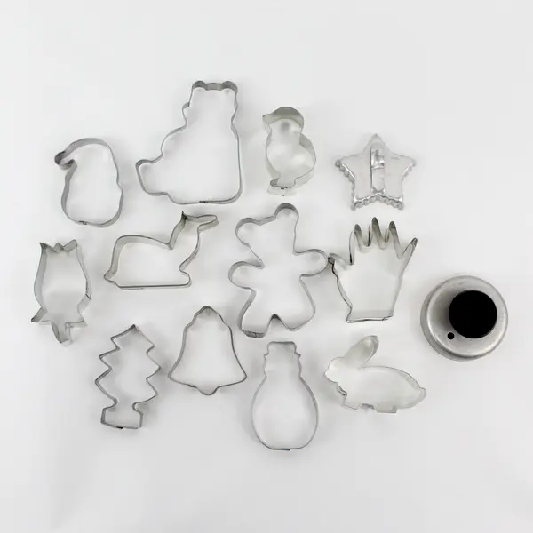 Lot of 12 Assorted Metal Baking Cutters Cookie Cutters Various Shapes