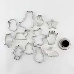 Lot of 12 Assorted Metal Baking Cutters Cookie Cutters Various Shapes