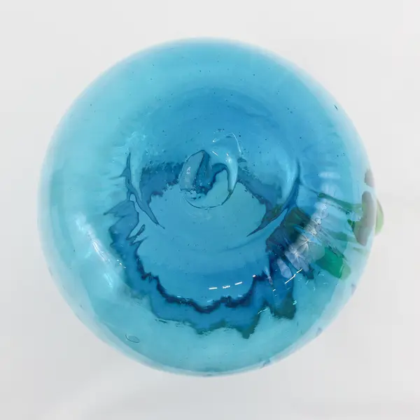 Blenko Blown Glass Pitcher Teal Green Handle