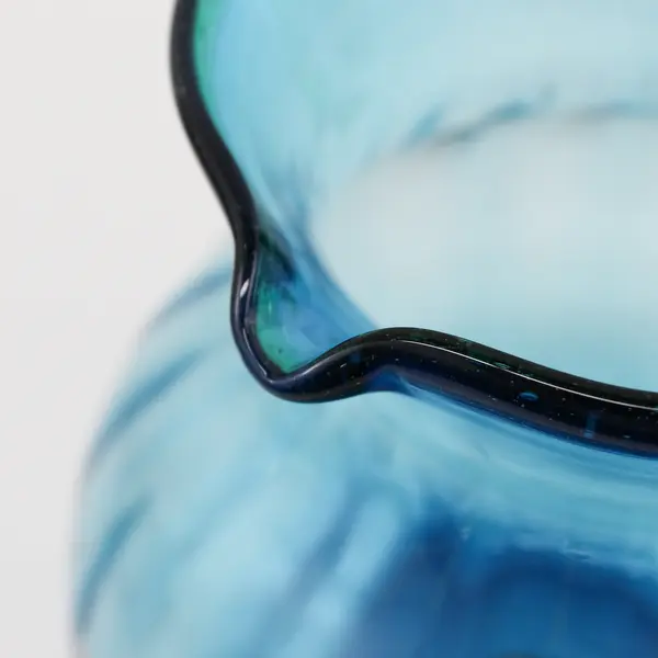 Blenko Blown Glass Pitcher Teal Green Handle