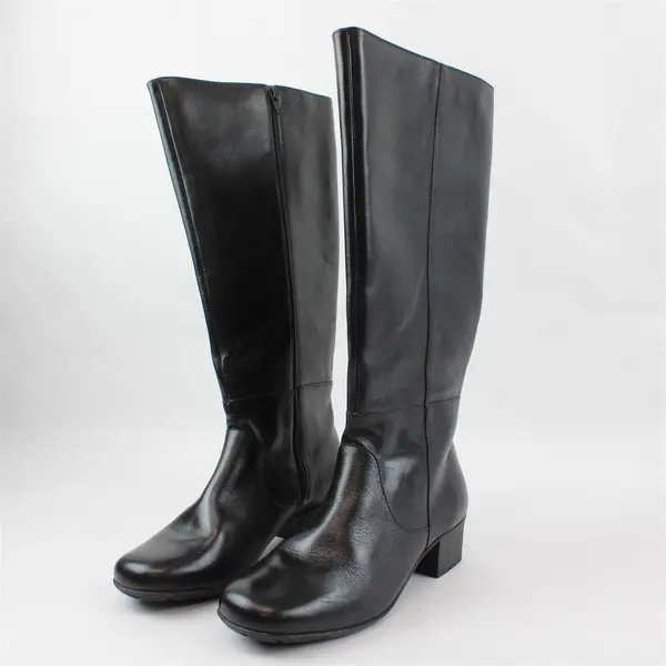 Walking Cradles Elites Black Leather Knee High Boots 6WW XW 1.5" Heel