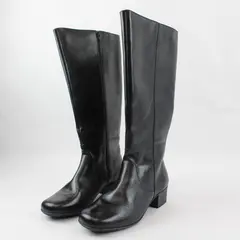 Walking Cradles Elites Black Leather Knee High Boots 6WW XW 1.5" Heel