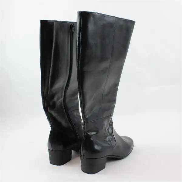 Walking Cradles Elites Black Leather Knee High Boots 6WW XW 1.5" Heel