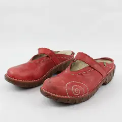 El Naturalista Yggdrasil Red Leather Clog Mule Platform Shoes Women's Size 6.5/7