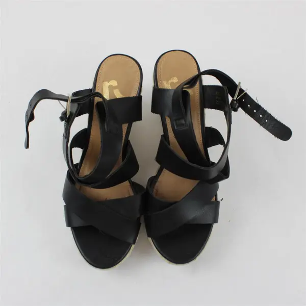 Report Black/Khaki Block 3.5" Heel Wedge/Platform Sandal Heels Womens Size 5.5