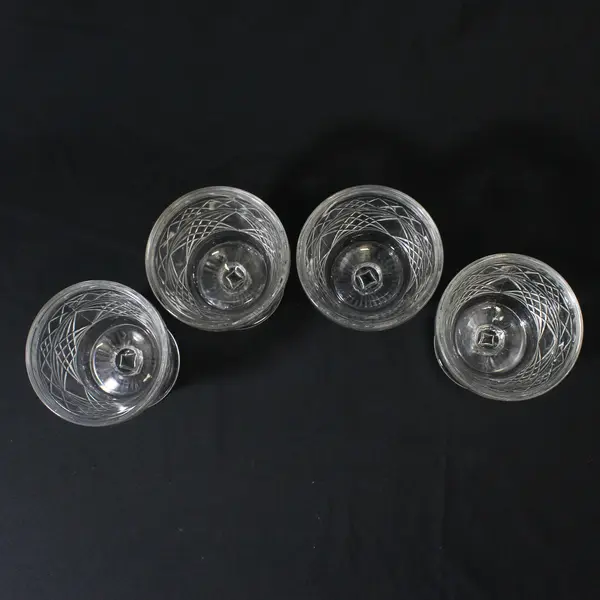 4 Vintage Hazel Atlas Big Top Peanut Butter Footed Sherbet Dessert Dish Glasses