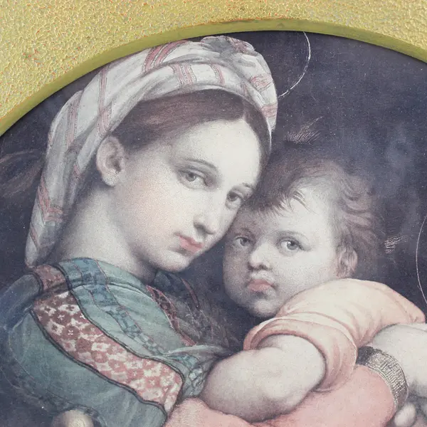 VTG Raphael Madonna Della Seggiola Repro Octagonal Frame 23.5x23.5