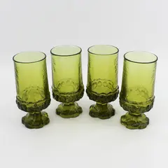 4 Vintage Tiffin Franciscan Madeira Citron Green Footed 6.5" Iced Tea Glass