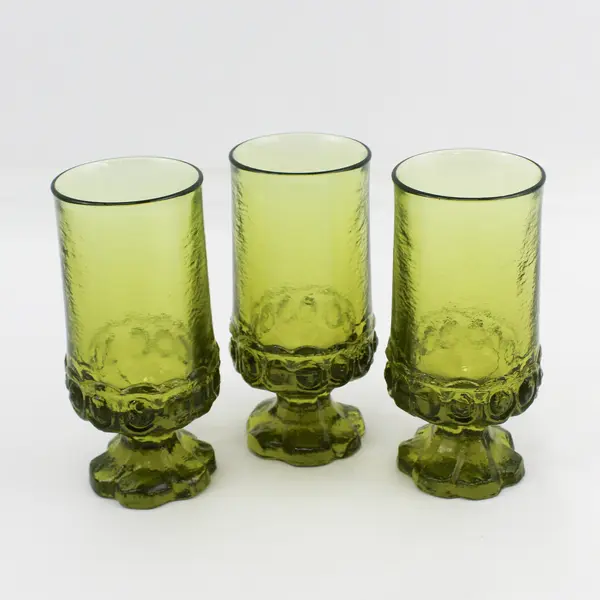 3 Vintage Tiffin Franciscan Madeira Citron Green Footed 6.5" Iced Tea Glass