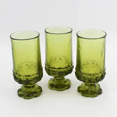 3 Vintage Tiffin Franciscan Madeira Citron Green Footed 6.5" Iced Tea Glass
