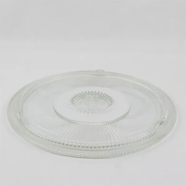 Vintage Jeannette Pressed Glass Footed Cake Platter 12in