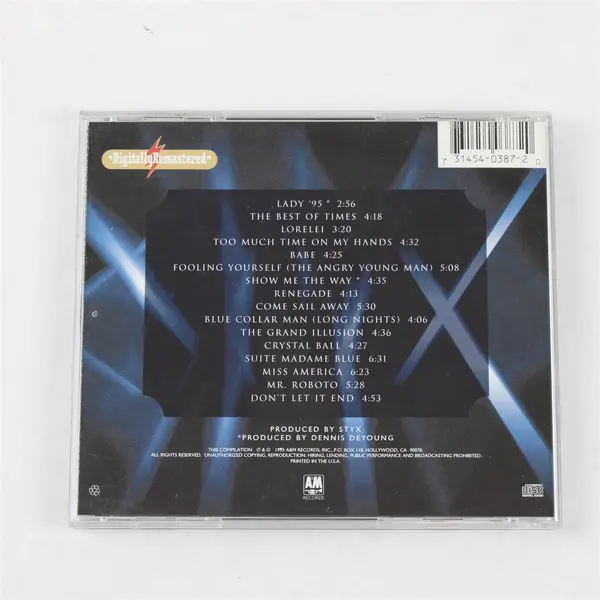 Styx Greatest Hits CD 1995, #31454 0387 2 