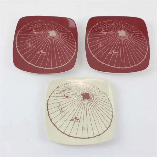 Set of 3 Trish Richman Asian Parasol Design Sauce Condiment Dishes 2005