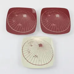 Set of 3 Trish Richman Asian Parasol Design Sauce Condiment Dishes 2005