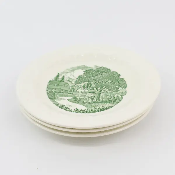 Set of 3 1950's Pastoral Bread Plates By Homer Laughlin and TS&T