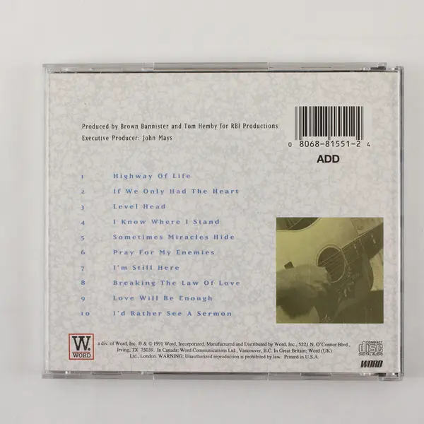 Bruce Carroll Sometimes Miracles Hide 1991 CD Word Records