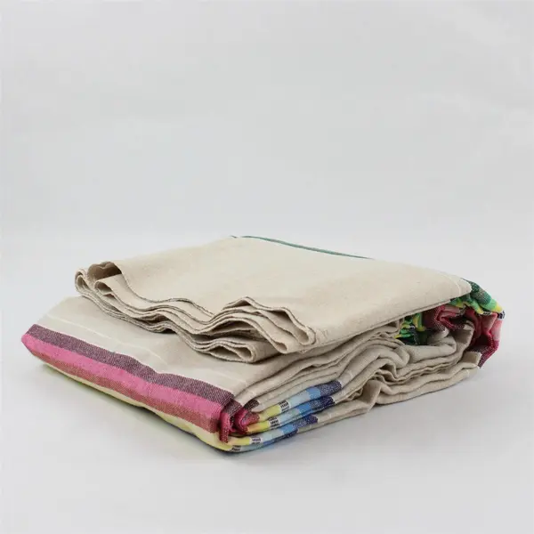 Unbranded Multicolor Striped Woven Rectangle Fabric Tablecloth 82" x 60"