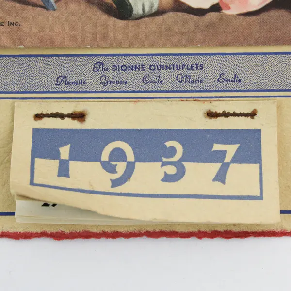 1937 Marvel Bread Co Advertising Calendar Featuring The Dionne Quintuplets 