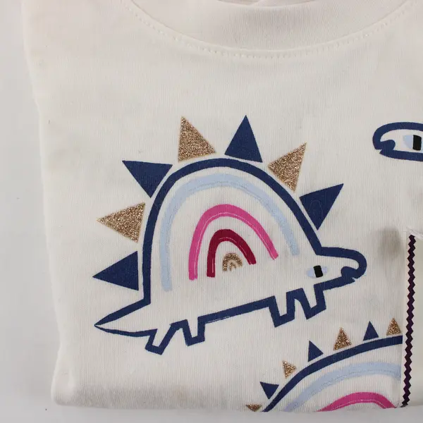 Cat & Jack Dinosaur Graphic White Short-Sleeved T-Shirt Girls' 2T