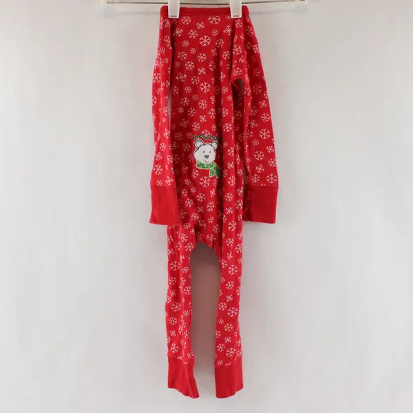Gerber Red and White Snowflake Pattern Long-Sleeved One-Piece Size 24 Mo