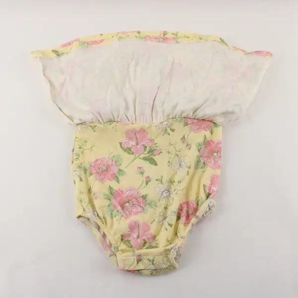Laura Ashley Yellow Pink & White Floral Pattern One Piece Dress 12 Months
