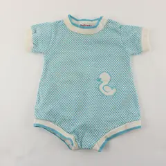 VTG Health-Tex Baby One-Piece Duck Applique 6 Mo Blue White FLAW