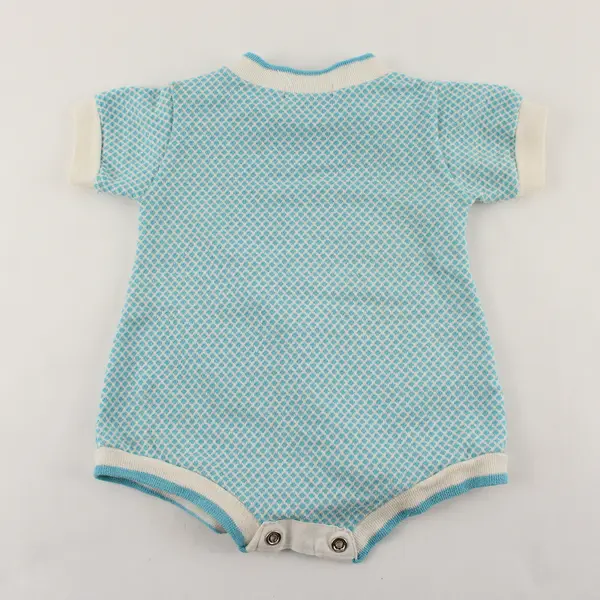 VTG Health-Tex Baby One-Piece Duck Applique 6 Mo Blue White FLAW