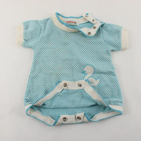 VTG Health-Tex Baby One-Piece Duck Applique 6 Mo Blue White FLAW