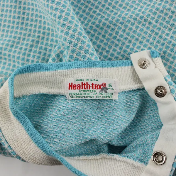 VTG Health-Tex Baby One-Piece Duck Applique 6 Mo Blue White FLAW