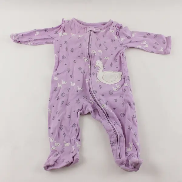 Carter's Swan Design Purple One-Piece Footie Pajamas Girls' 6 Months