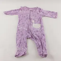 Carter's Swan Design Purple One-Piece Footie Pajamas Girls' 6 Months