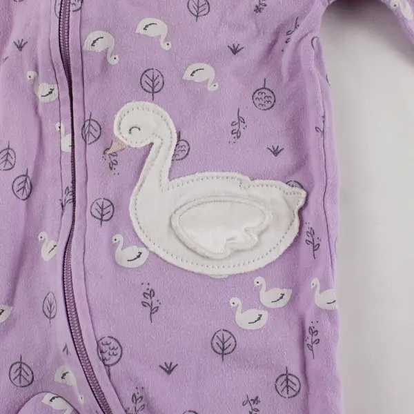 Carter's Swan Design Purple One-Piece Footie Pajamas Girls' 6 Months