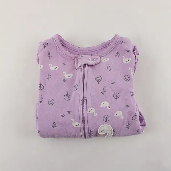 Carter's Swan Design Purple One-Piece Footie Pajamas Girls' 6 Months