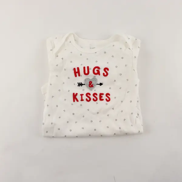 Carter's Hugs & Kisses White Long-Sleeved One-Piece 9 Months
